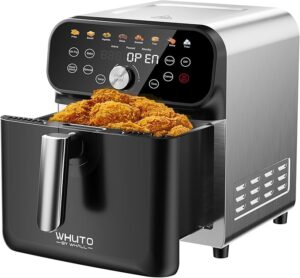 Air Fryer, 6QT Air Fryer Oven with LED Digital Touchscreen, 12 Preset Cooking Functions Air fryers, Bake, Reheat, Keep Warm, Nonstick and Dishwasher-Safe Basket, Stainless Steel/Black&Silver